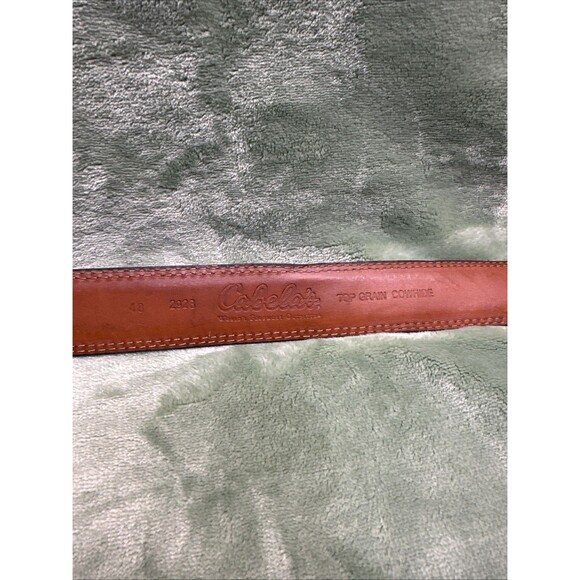 Cabelas Leather Belt Men 48 Top Grain Cowhide Basketweave Woven Inlay Brown 2928 - Picture 5 of 8